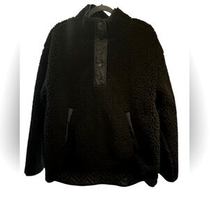 ATHLETA Black Cozy Snap Sherpa Pullover - L